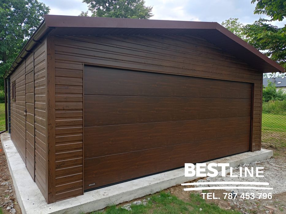 Garaż blaszany z bramą segmentową. Garaż na wymiar - 3x5 3x6 4x5 4x6