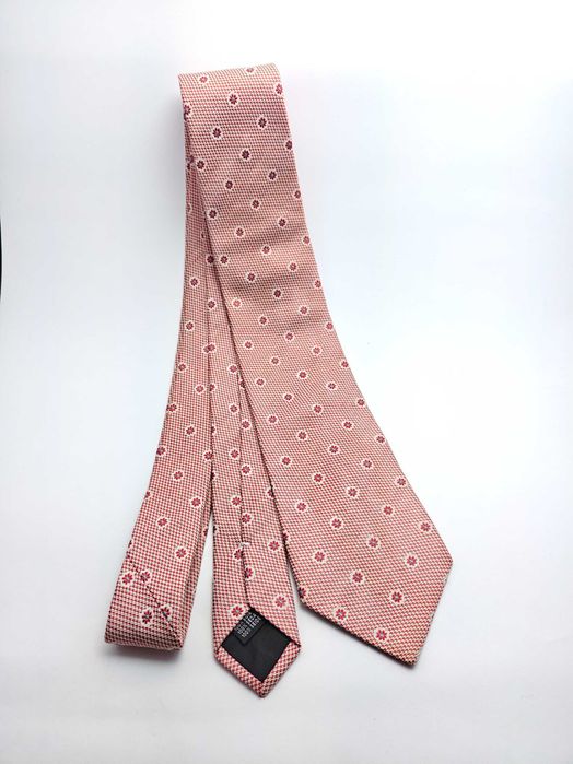 Baradello czerwony jedwabny krawat w kwiaty ax29