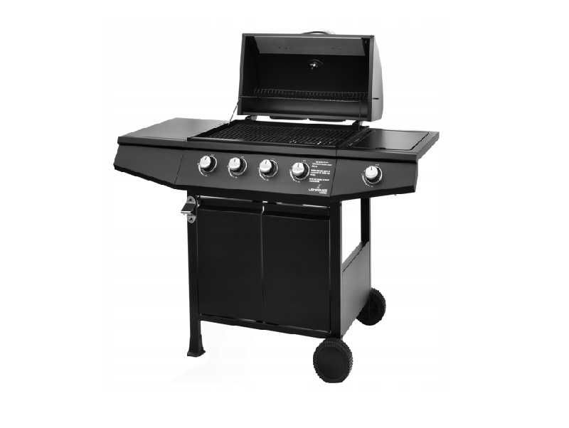 Grill gazowy LEHMANN Ohio Black 4+1 – 15 kW | Żeliwny ruszt | GRATIS Pokrowiec