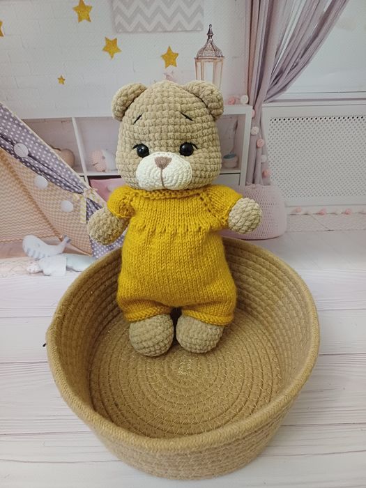 В'язаний ведмедик, плюшевий, м'яка іграшка, пряжа, Himalaya,  Dolce