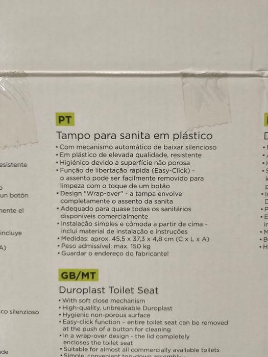 Tampo sanitário universal novo