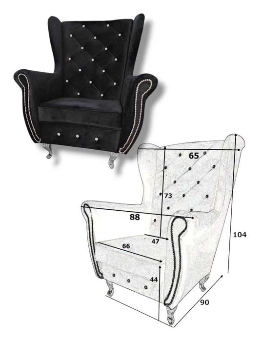 Komplet Sofa rozkładana ZESTAW komplet Glamour Fotele stół podnóżek pu