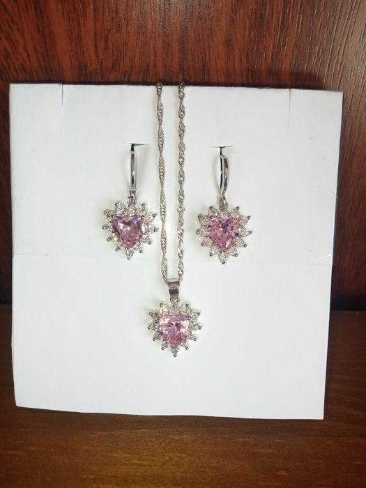 Conjunto de prata de Lei 925, Cor de rosa