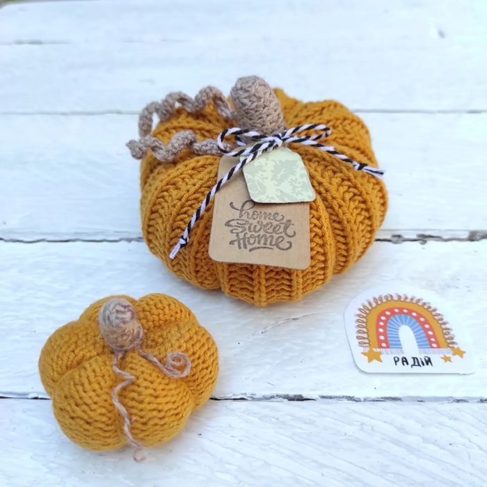 Декоративний гарбуз, в'язаний декор, Хеллоуїн, тыква вязаная, гарбузик