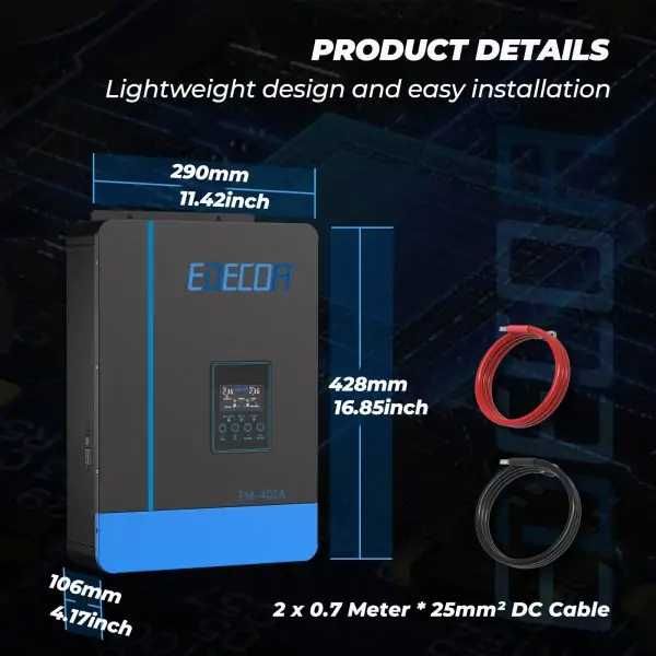 Inversor Solar Híbrido EDECOA 4000w 24v-220v