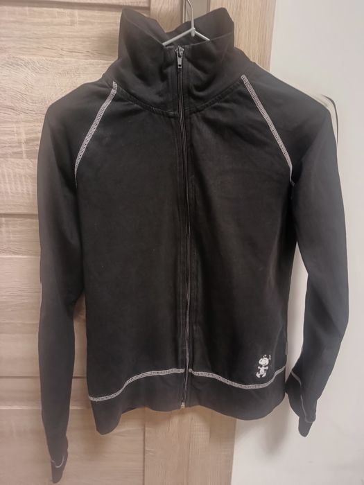 Damska czarna bawełniana sportowa bluza na suwak Snoopy