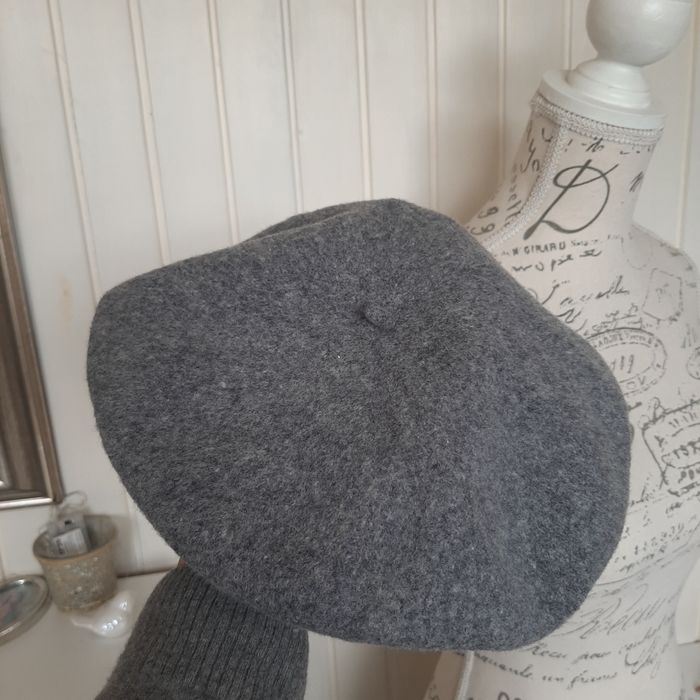szary wełniany beret 100% wełna