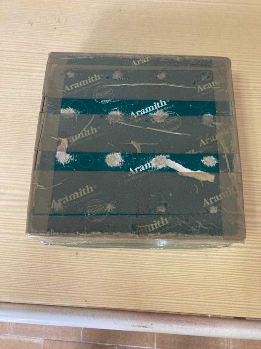Caixa de Bolas de Bilhar/Snooker Vintage + Triângulo + Escova Limpeza