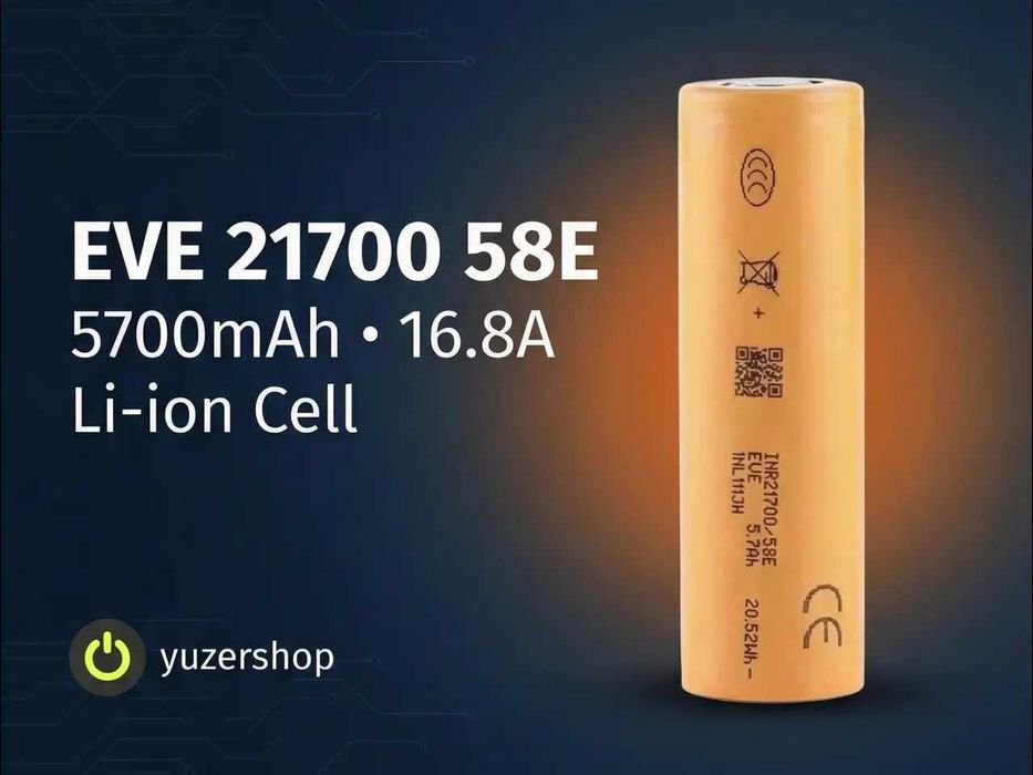 Акумулятор Li-ion EVE 21700 58E 5700mah, 16,8А