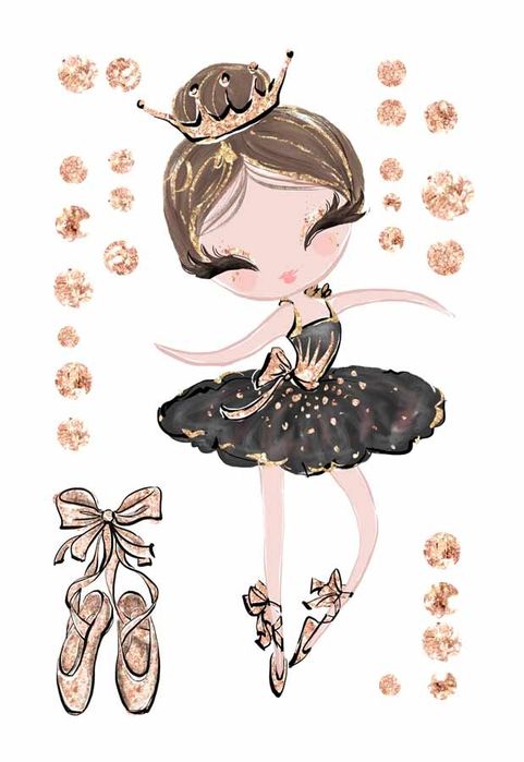 Baletnica czarna naklejka do na scienna pokoju dziewczynki zarbo djeco