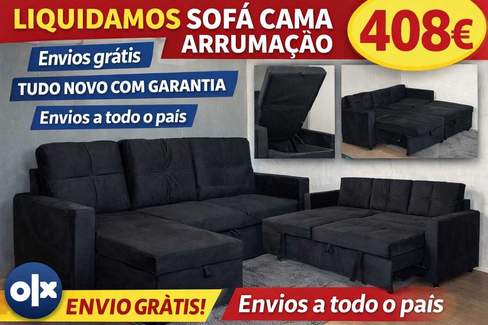 OFERTA Sofá Chaise Longue com Cama e Arcão Novo Envio Gratuito Paga na Entrega