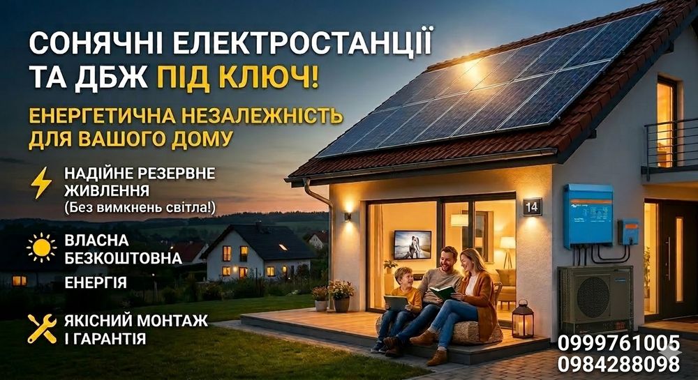 Сонячні електростанції, ДБЖ, акумулятори.