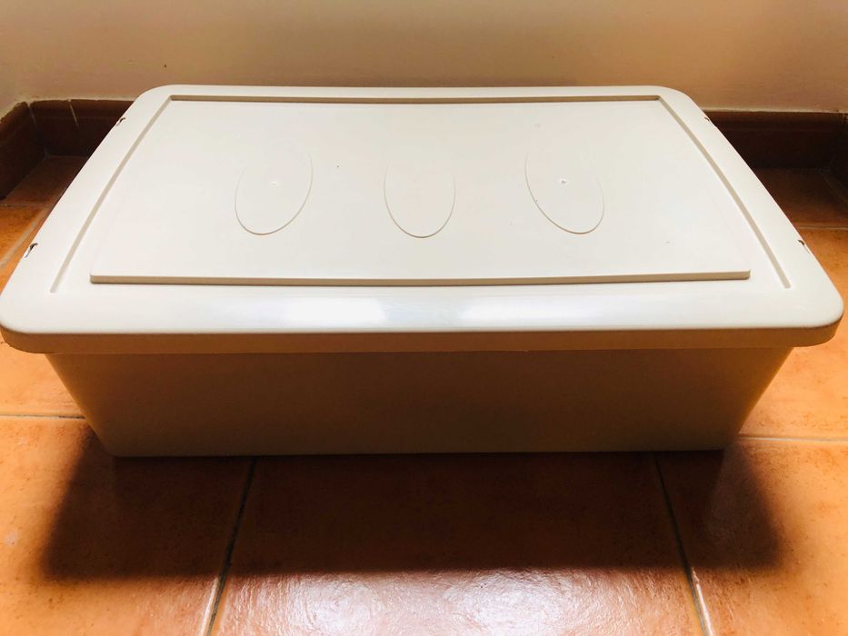 4 Caixas Arrumação 60×40×18 cm – Bege c/ Rodas