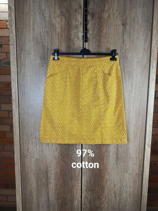 Spódniczka mini musztardowy kwiaty bawełna 38 M