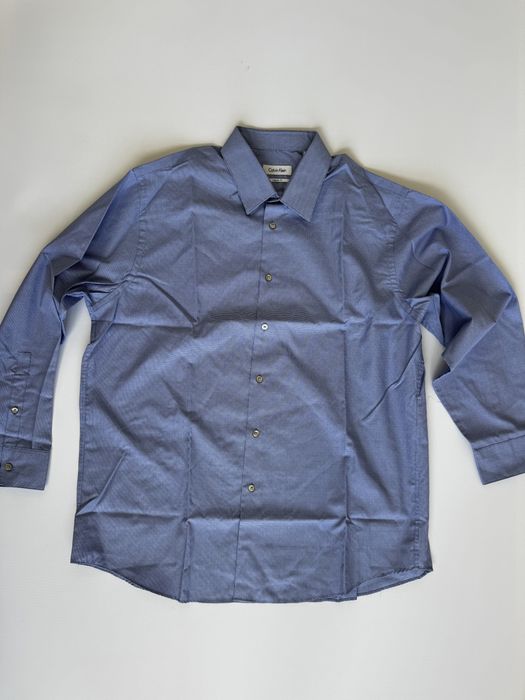 Calvin Klein Koszula Męska z długim rękawem - Niebieska XXL - Prążek