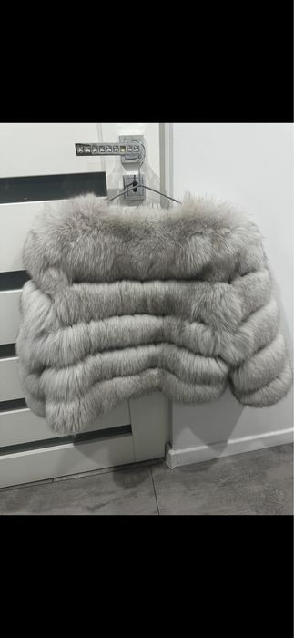 Futro szare naturalne roz S-M piekne