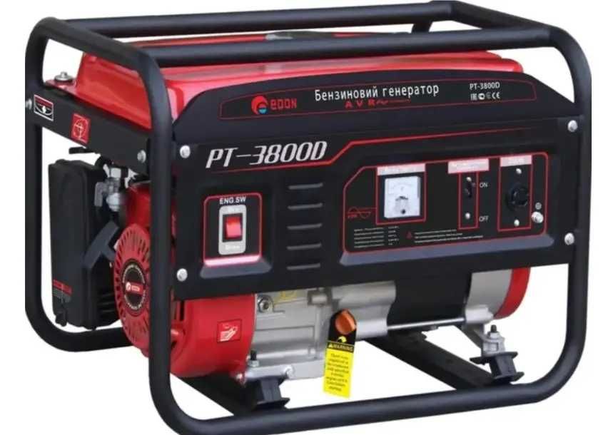 Генератор бензин 3 кВт Edon PT-3800D єлектрогенератор,кікстартер,мідь