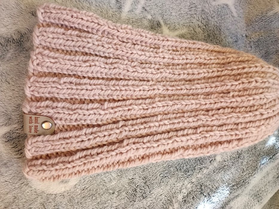 Okazja !!? Ciepła czapka robiona na drutach wełna + alpaca