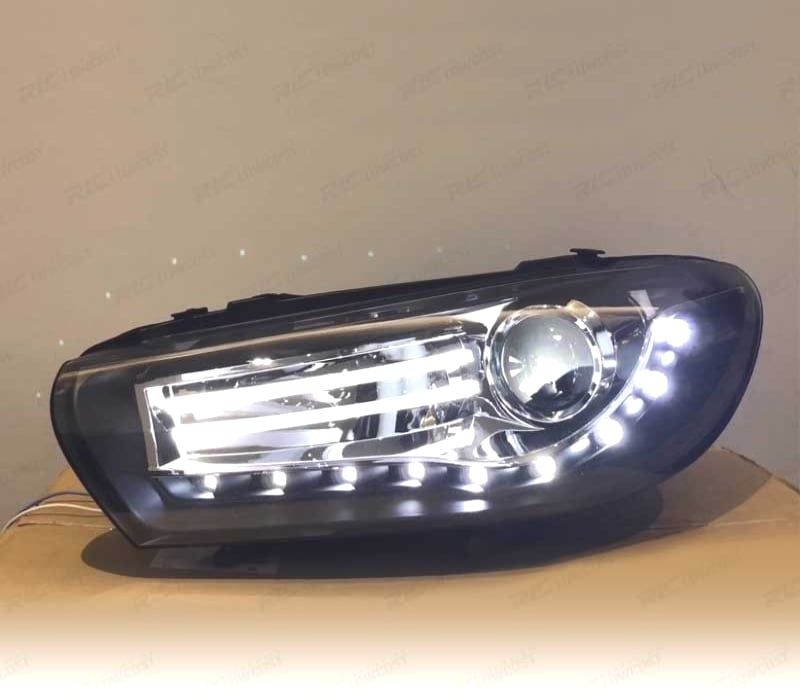 FARÓIS FRONTAIS PARA VOLKSWAGEN VW SCIROCCO 08-14 LUZ DIURNA CROMADO / PRETO