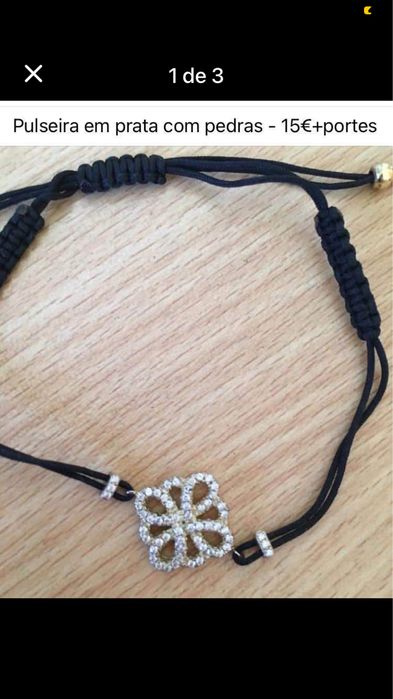 Pulseira ajustavel em prata dourada e zirconias