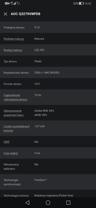 Monitor 31.5 cala. AOC