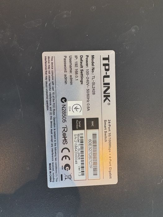 Комутатор TP-LINK TL-SL2428, 24+4 порти