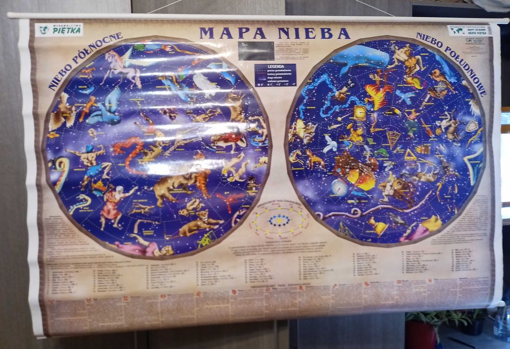 Niebo. Mapa ścienna nieba. Gwiazdozbiory - kosmos