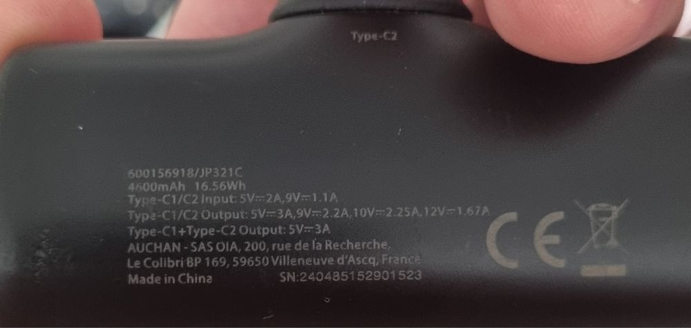 Powerbank usb-c super portatil 4600mAh