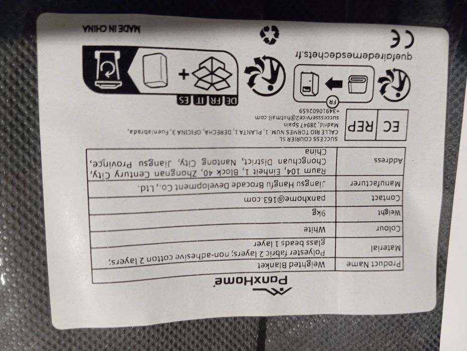 Manta pesada anti-stress, 9kg, 150cm*200cm