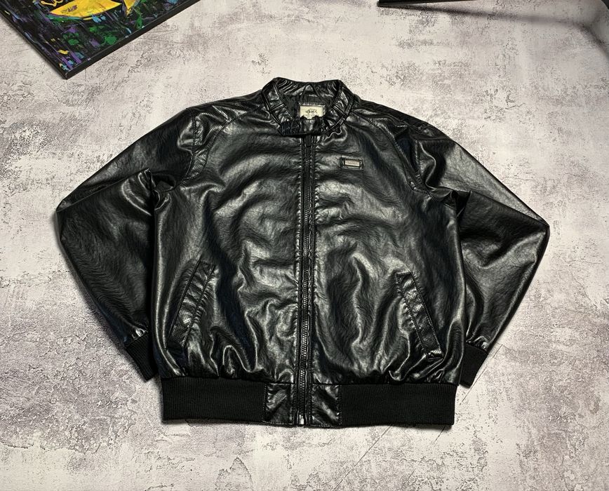 Ecko Unltd Old Polyvinyl leather type jacket bomber swag