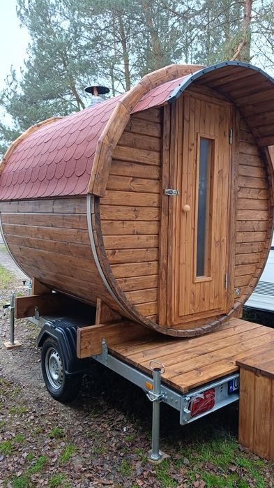 Wynajem mobilna przyczepka sauna beczka ogrodowa BYDGOSZCZ i okolice