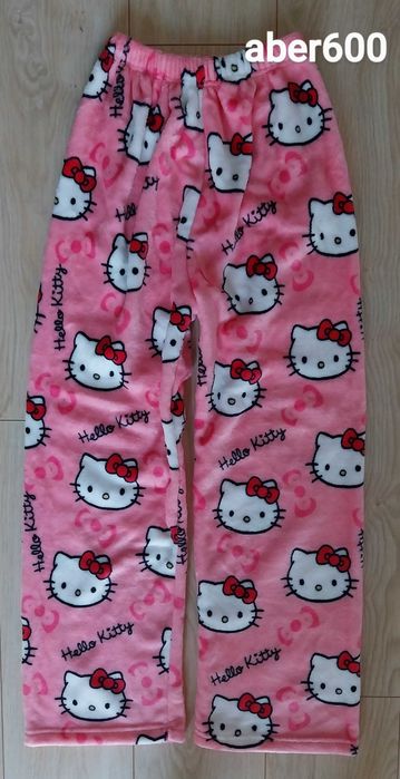 Spodnie Hello Kitty ~ Pluszowe ~ Idealne na Prezent ~ Koralowe ~ L/XL