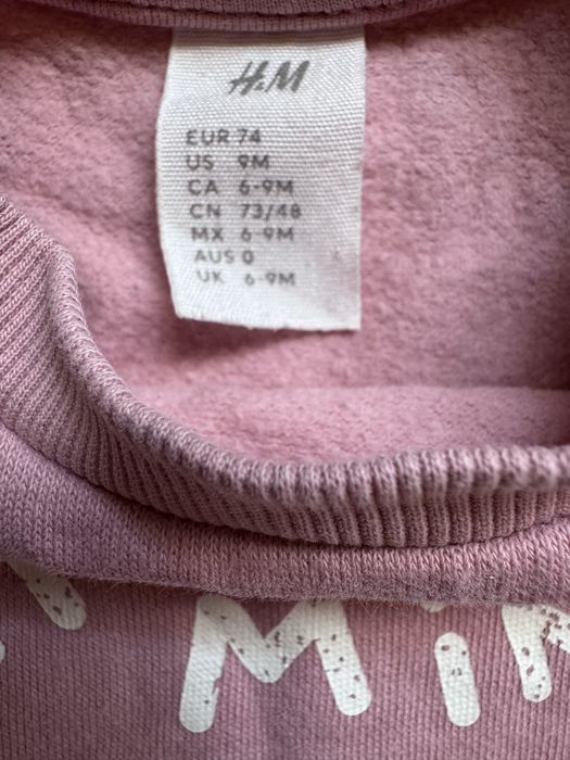 Różowa bluza bawełniana rozmiar 74 H&M