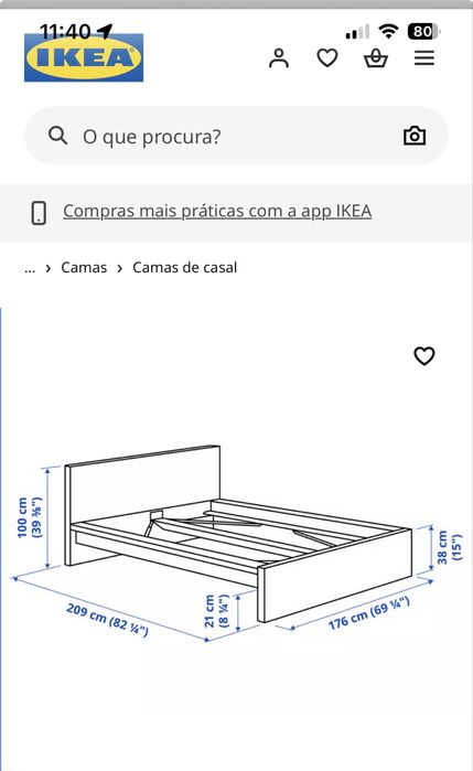 Cama Ikea Malm preta