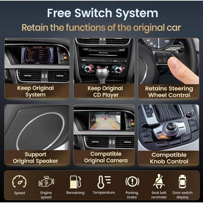 Radio samochodowe JUNSUN Audi A4 A5 Q5 2009-2015 CARPLAY ANDROID AUTO Czarny