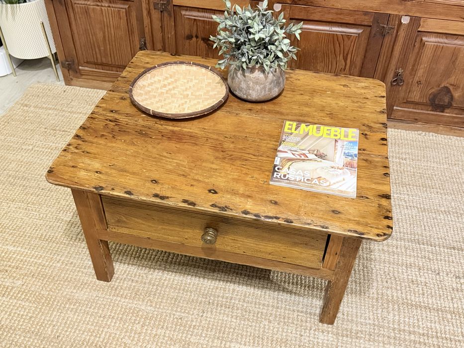 mesa centro apoio aparador antiga vintage casquinha pinho rustica