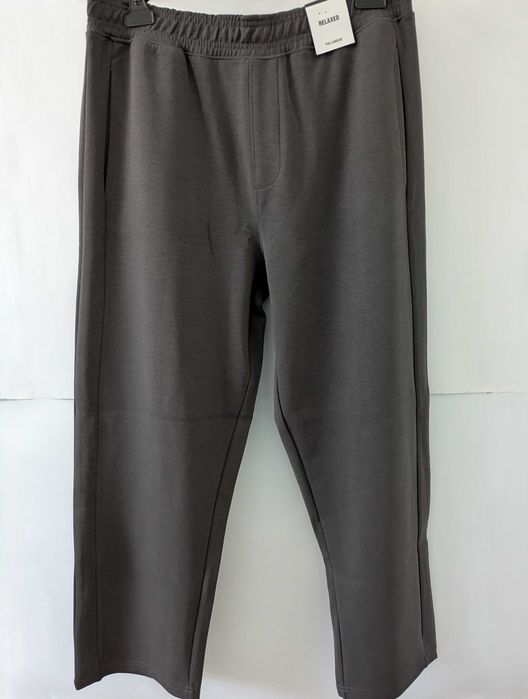 Спортивні штани чоловічі pull&bear l сірі широкі прямі вільні брюки