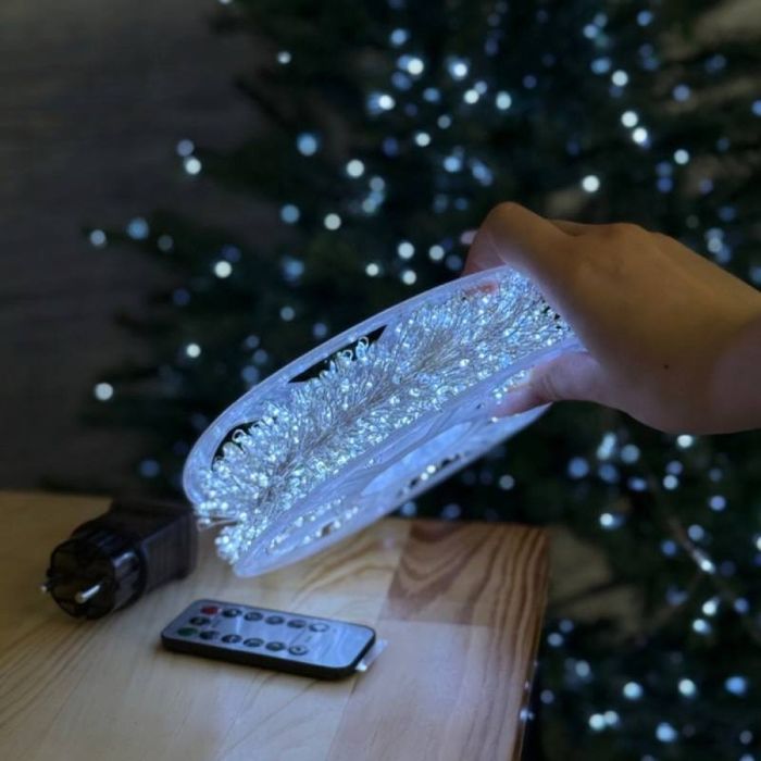 Мишура гирляда-нить светодиодная 100 м холодный белый свет (премиум )