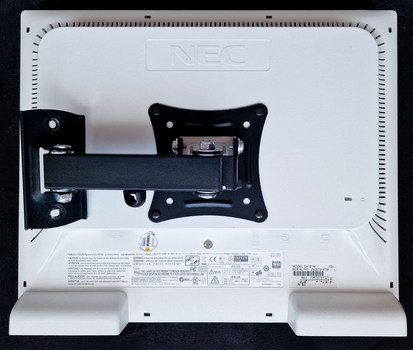 Biały monitor NEC MultiSync EA191M 19 cali + uchwyt w zestawie