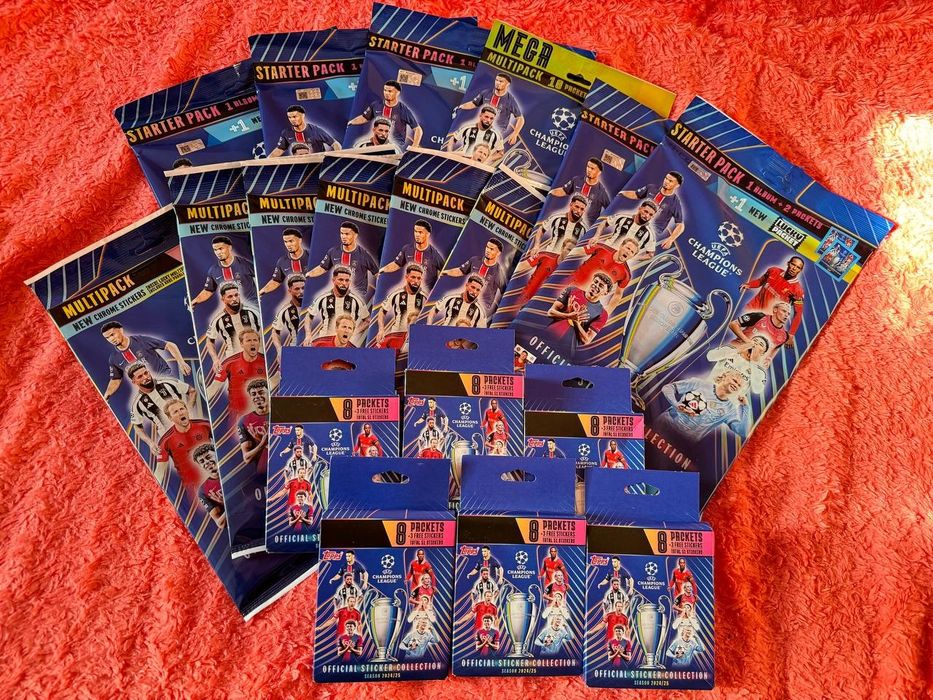 Пакетики з наліпками від Topps Ліга Чемпіонів 2024-2025, не Panini