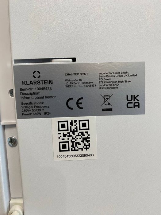Інфрачервоний обігрівач Klarstein Wonderbeam 650 Німеччина 10045438