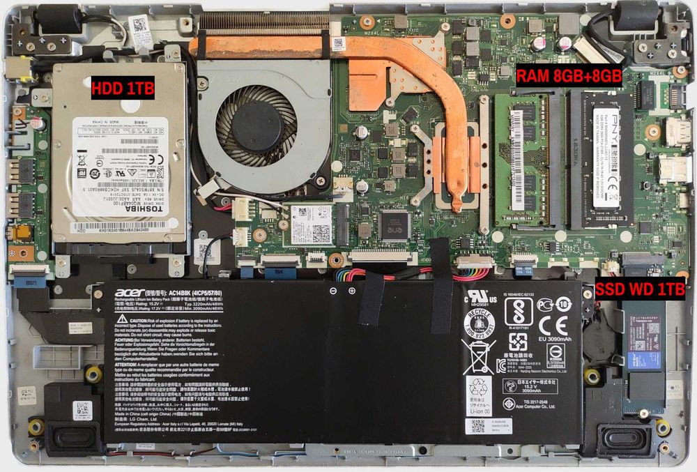 Acer A515 | 16GB RAM | SSD 1TB | HDD 1TB | NVIDIA MX130 | Win. 11 25H2