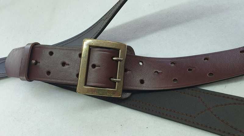 Pas oficerski wojskowy rozmiar 115 jasny brąz kolor klamry mosiądz