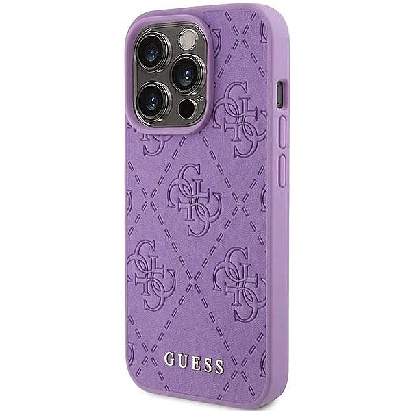 Etui Guess Leather 4G Stamped na iPhone 15 Pro - fioletowe