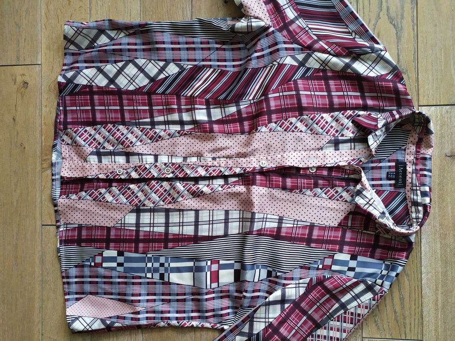 Wzorzysta koszula Kolorowa kropki paski XL