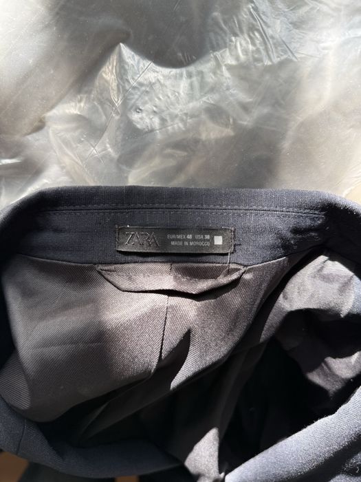 Elegancka marynarka garniturowa w prążki dwurzędowa relaxed fit Zara