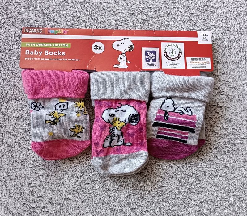 Skarpetki niemowlęce 0-3 miesięcy, trzypak