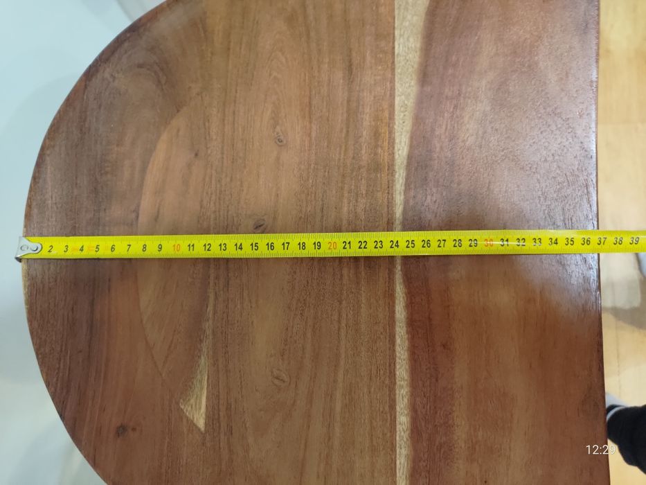 Hoker drewniany akacjowy nogi metalowe czarne 73 cm 2 sztuki