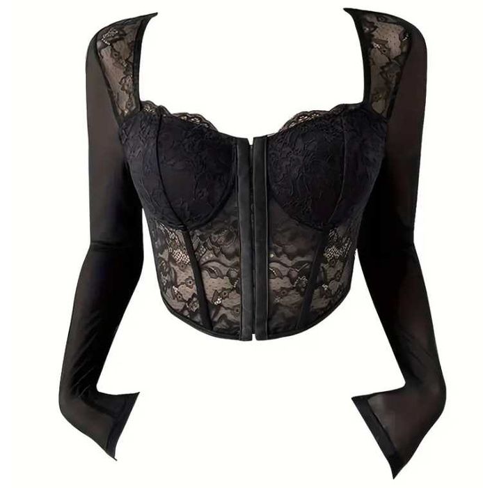 S bluzeczka z koronką czarna Nowa