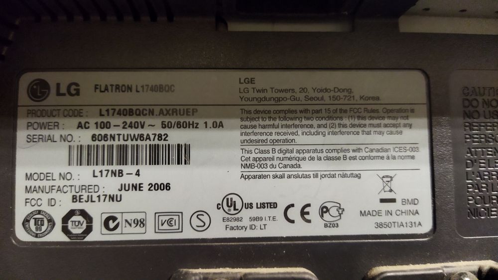 Монітор LG FLATRON 17"